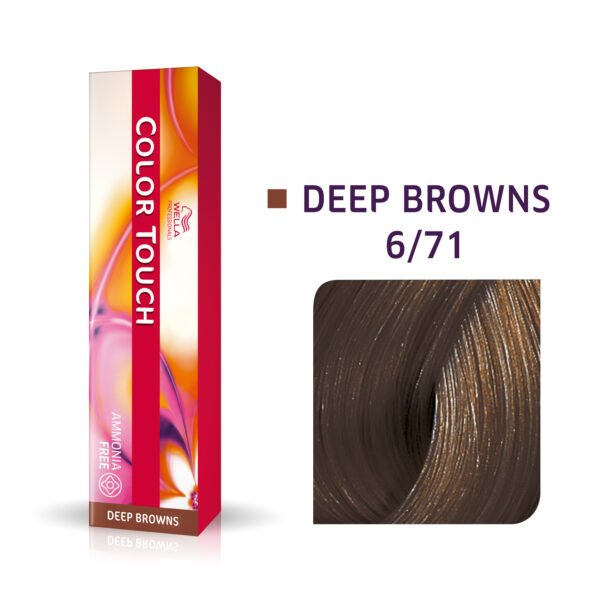coloration color touch a lille par nos coiffeurs coloristes lillois Wella professionnels blond foncé marron cendre 6/71 deep Browns