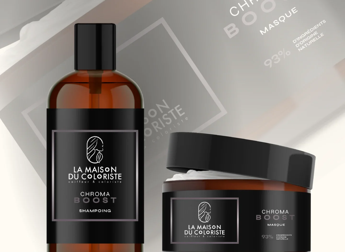 Flacon de shampoing sans sulfates hydratant et protecteur pour cheveux colorés - La Maison du Coloriste.