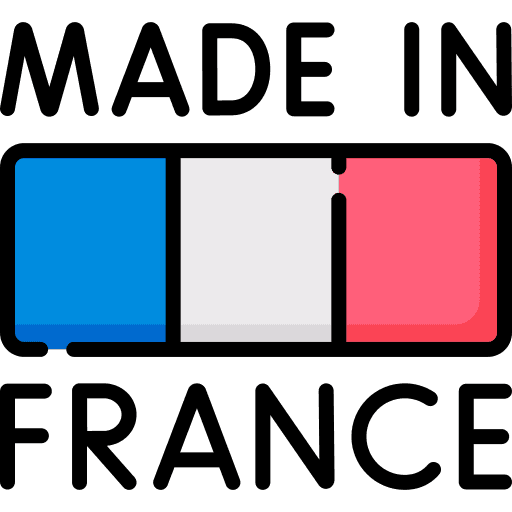 Logo Made in France avec drapeau, produits capillaires fabriqués en France