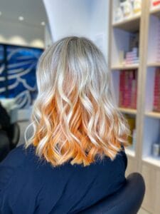 underlight orange sur cheveux blonds à lille