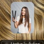 Conseil de coiffeur à Lille : utiliser une protection thermique avant brushing ou lisseur pour protéger les cheveux blonds et maintenir leur luminosité.